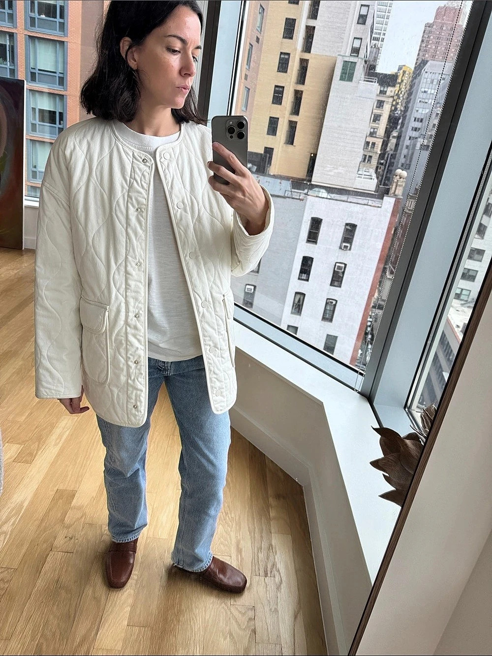 Sezane Farel Quilted Jacket in White Size 36 NWT